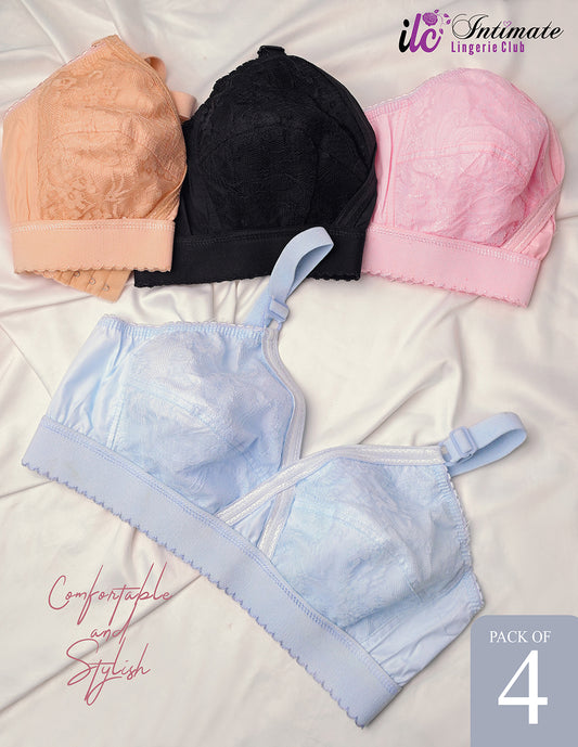 Pack of 4 Cross Design Women Ladies Girls Cotton Bra Blouse Brazier – Comfortable & Stylish