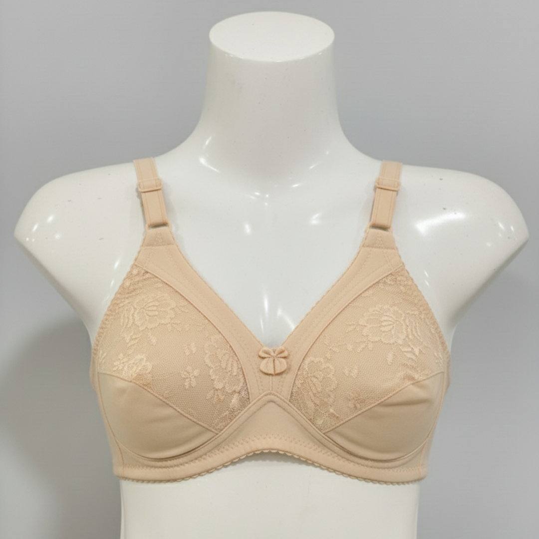 Pack of 4 Non-Padded, Everyday Comfort Cotton Embroidered Bras