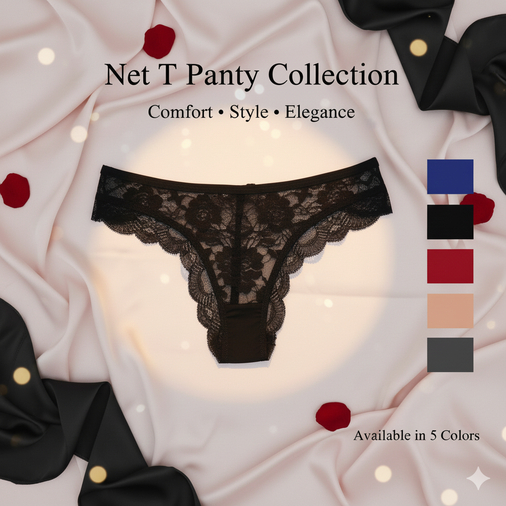 Pack of 2 Elegant Lace Net T Panty - 5 Colors of Comfort