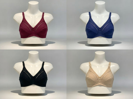 Pack of 4 Non-Padded, Everyday Comfort Cotton Bras