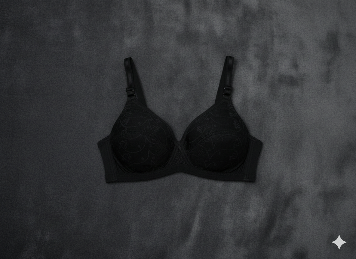 Pack of 2 Premium Cotton Embroidered Non-Wired Comfort Bras (Skin & Black Combo)