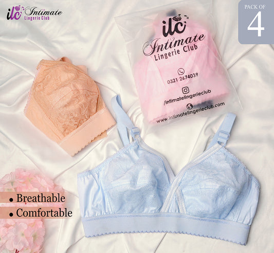 Pack of 4 Cross Design Women Ladies Girls Cotton Bra Blouse Brazier – Comfortable & Stylish