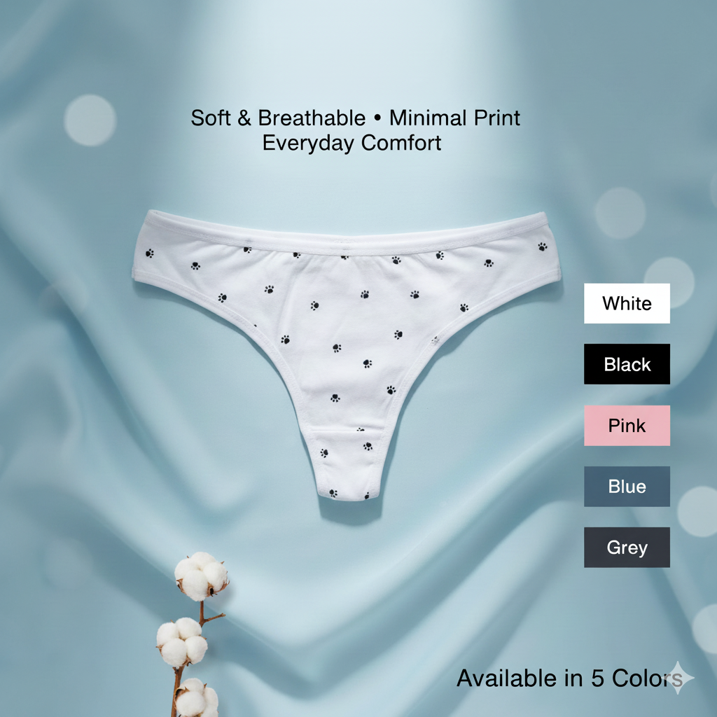 Pack of 2 Women’s Cotton T Panty – Soft, Breathable, Minimal Print, Everyday Comfort