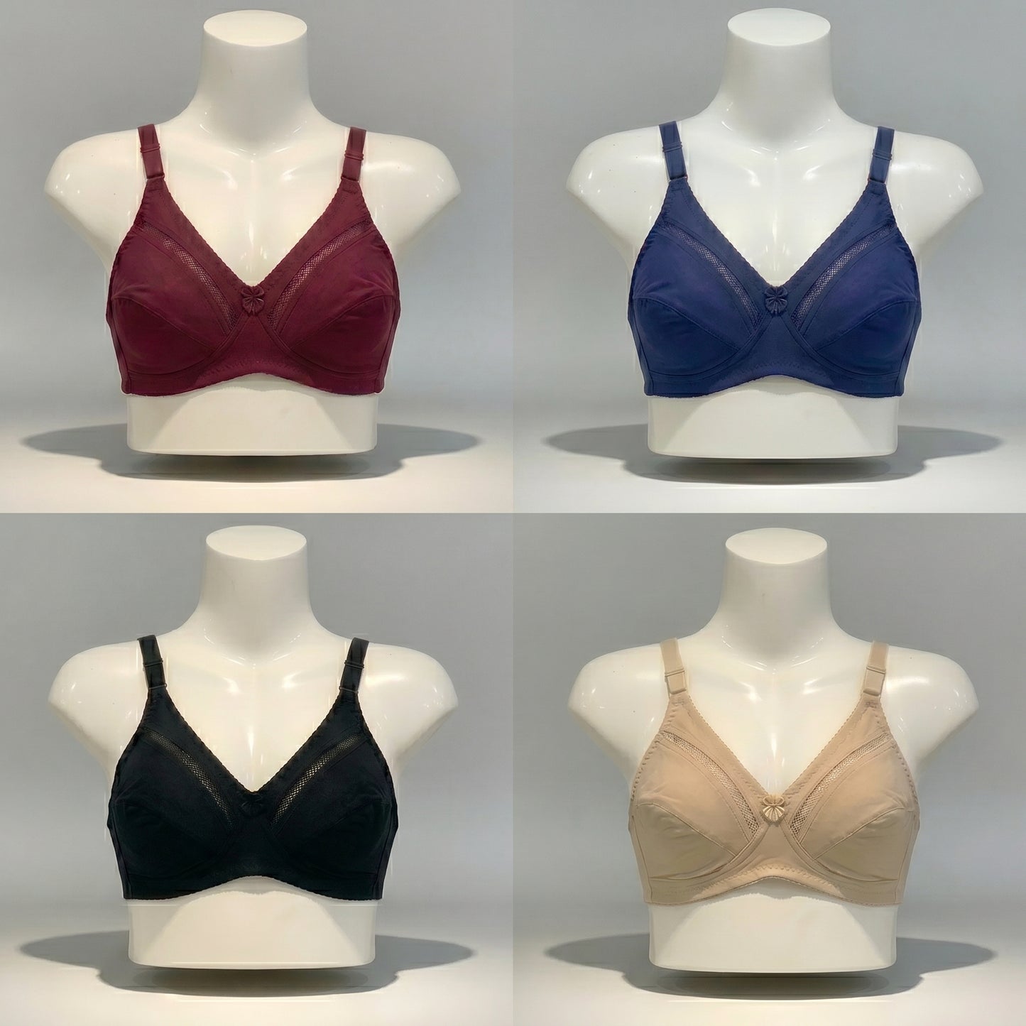 Pack of 4 Non-Padded, Everyday Comfort Cotton Bras
