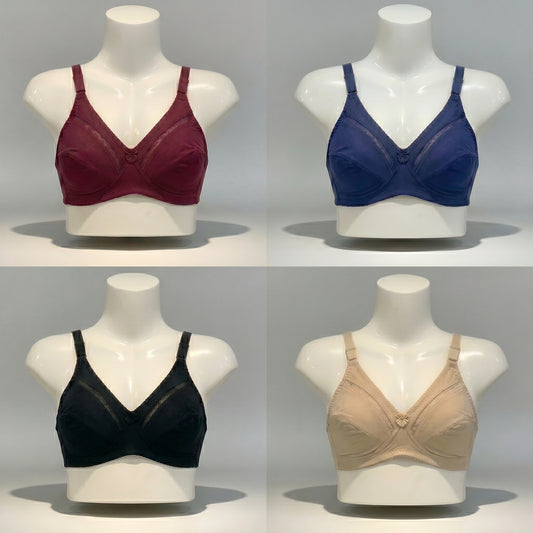 Pack of 4 Non-Padded, Everyday Comfort Cotton Bras